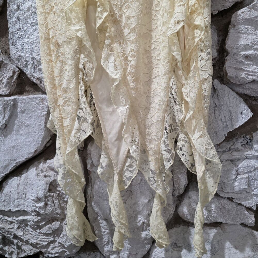 Princess Polly Western Fairycore Whimsigoth Lace Festival Cream Skirt Women's 6 - Picture 6 of 6